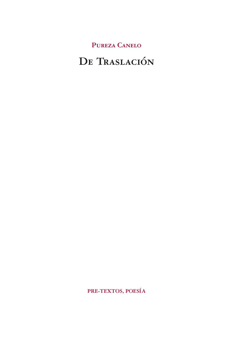 DE TRASLACIÓN | 9788418935664 | CANELO, PUREZA