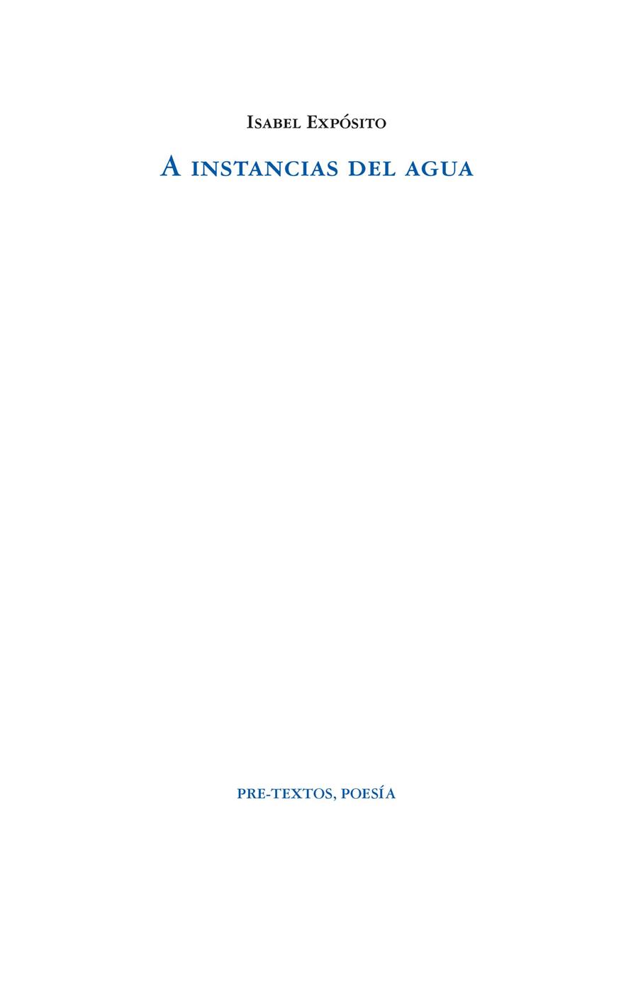 A INSTANCIAS DEL AGUA | 9788419633040 | EXPÓSITO, ISABEL