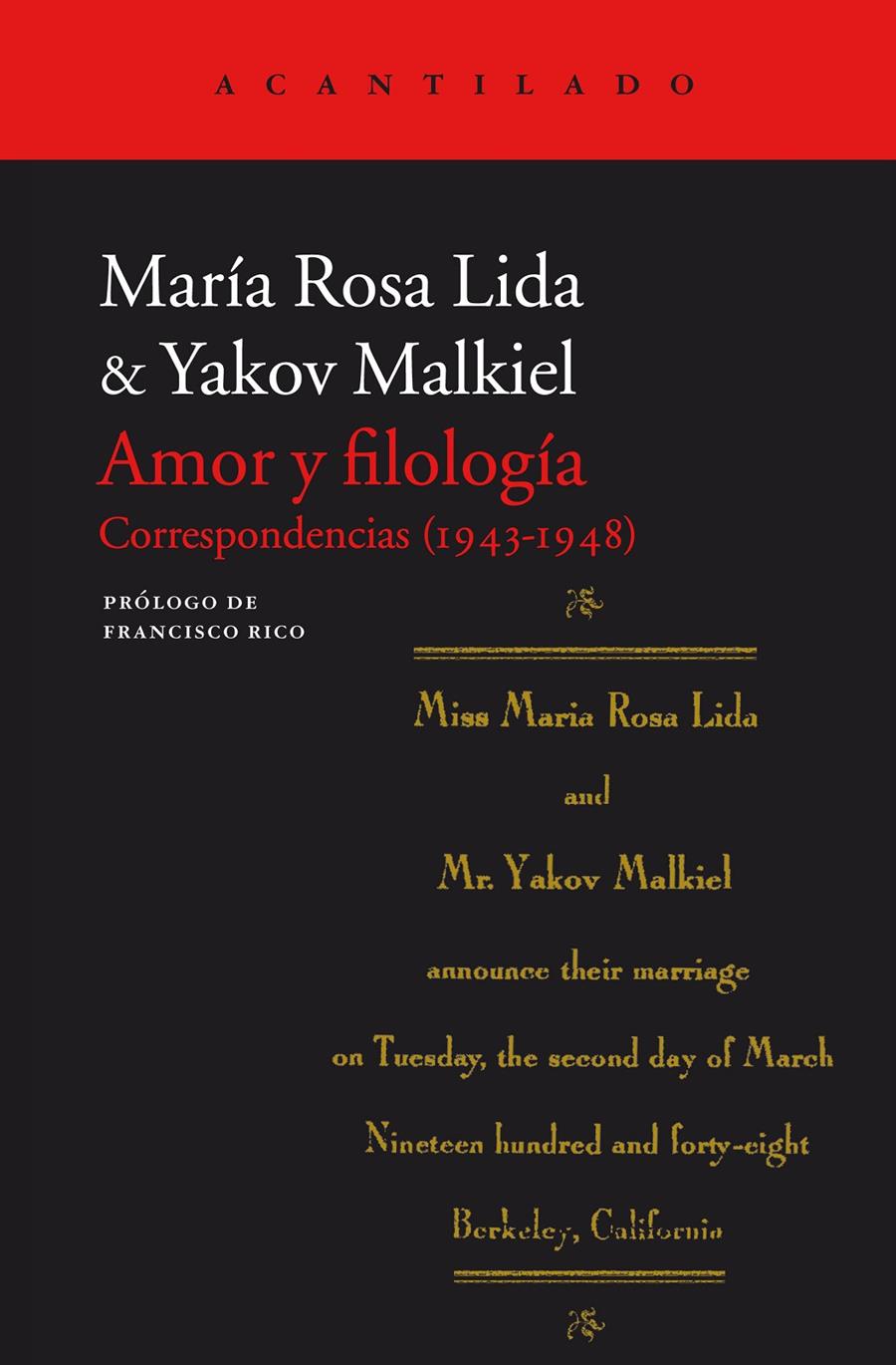 AMOR Y FILOLOGIA CORRESPONDENCIA (1943-1948 ) | 9788416748150 | LIDA, MARÍA ROSA  / YAKOV MALKIEL