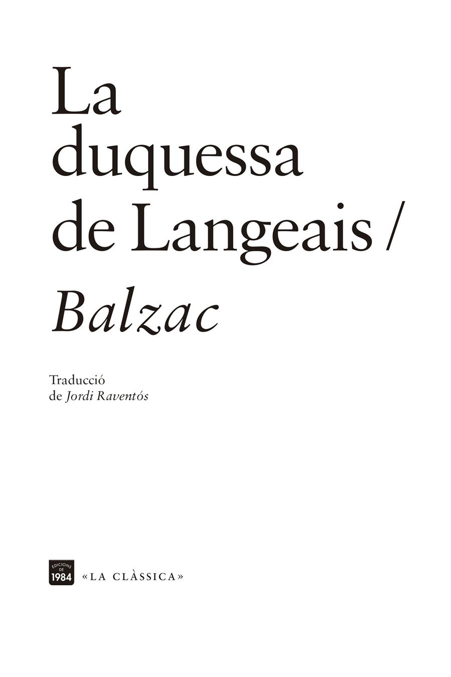 LA DUQUESSA DE LANGEAIS | 9788418858161 | BALZAC, HONORÉ DE