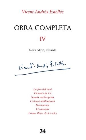 OBRA COMPLETA VOLUM IV | 9788416789740 | ANDRÉS ESTELLÉS, VICENT